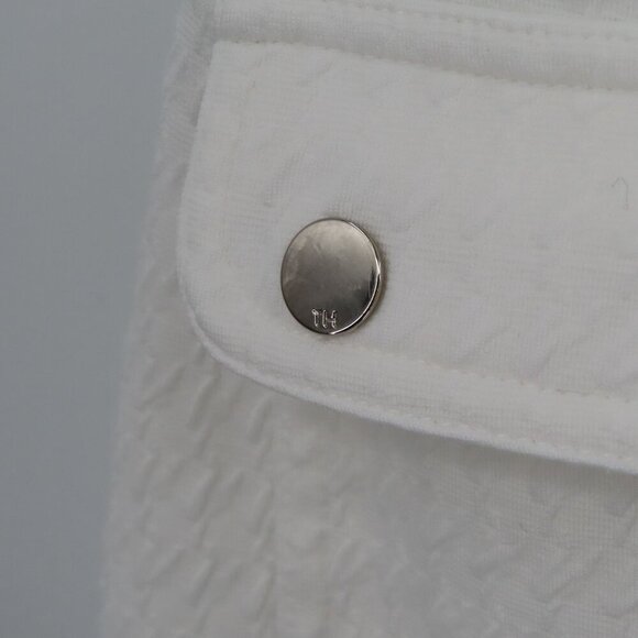 Tommy Hilfiger Women 14 White Houndstooth Sleeveless Sheath Dress Pockets Silver - Picture 4 of 13